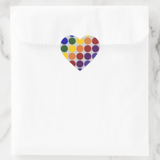Rainbow Polka Dots on Grey Hart Sticker (Tas)