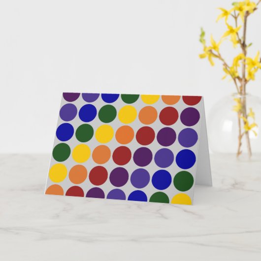 Rainbow Polka Dots on Grey Kaart (Gele Bloem)