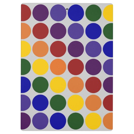 Rainbow Polka Dots on Grey Klembord (Achterkant)