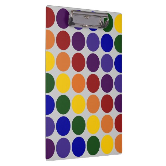 Rainbow Polka Dots on Grey Klembord (Rechts)