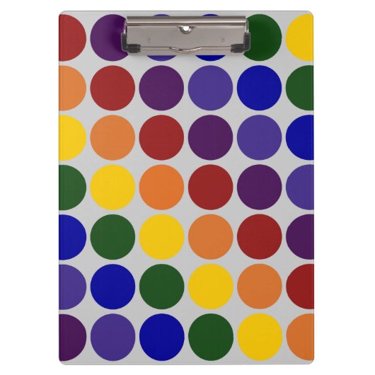 Rainbow Polka Dots on Grey Klembord (Voorkant)