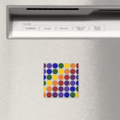 Rainbow Polka Dots on Grey Magneet (Insitu (Vaatwasser))