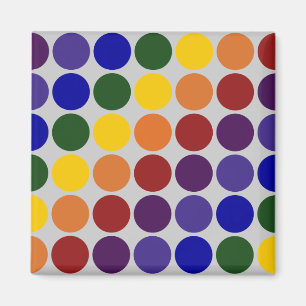 Rainbow Polka Dots on Grey Magneet