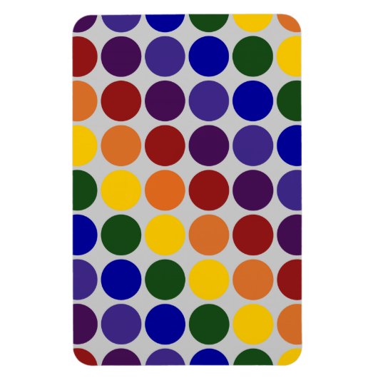Rainbow Polka Dots on Grey Magneet (Verticaal)