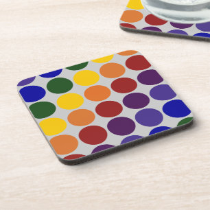 Rainbow Polka Dots on Grey Onderzetter