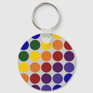 Rainbow Polka Dots on Grey Sleutelhanger