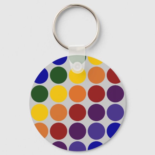 Rainbow Polka Dots on Grey Sleutelhanger (Voorkant)