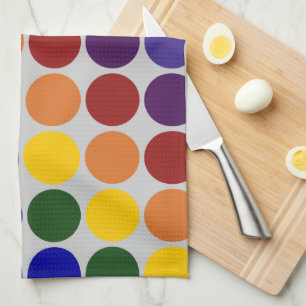 Rainbow Polka Dots on Grey Theedoek