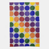 Rainbow Polka Dots on Grey Theedoek (Verticaal)