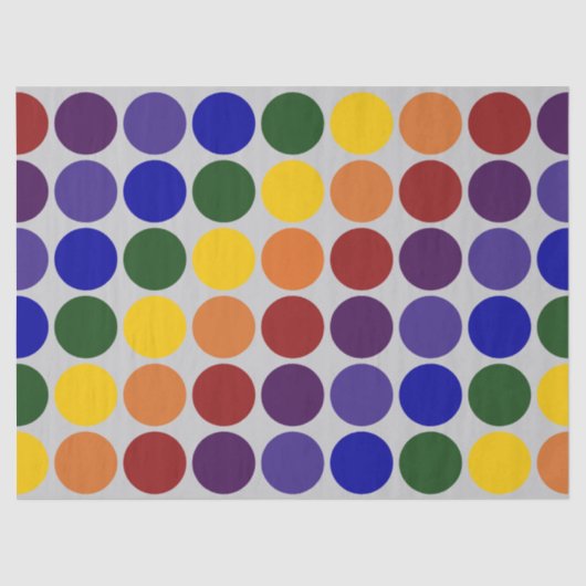 Rainbow Polka Dots on Grey Tissue Paper Tissuepapier (Voorkant)