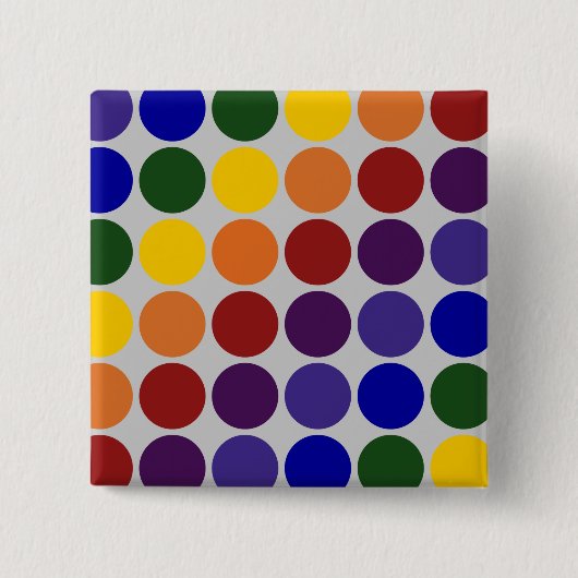 Rainbow Polka Dots on Grey Vierkante Button 5,1 Cm (Voorkant)