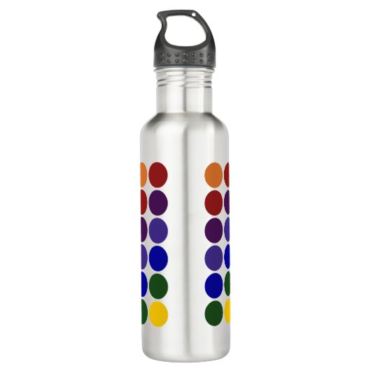 Rainbow Polka Dots on Grey Waterfles (Achterkant)
