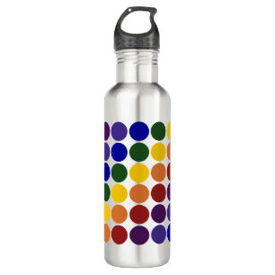 Rainbow Polka Dots on Grey Waterfles