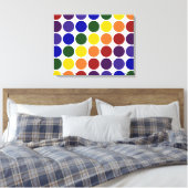 Rainbow Polka Dots on White Canvas Afdruk (Insitu (Slaapkamer))