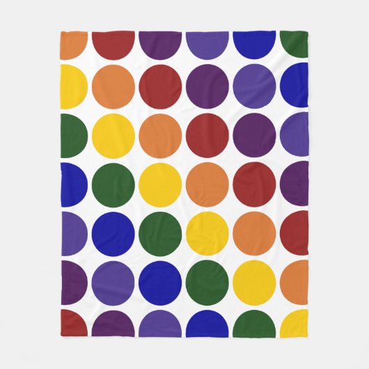 Rainbow Polka Dots on White Fleece Deken (Voorkant)