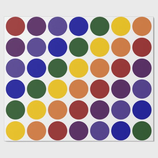 Rainbow Polka Dots on White gift wrap Cadeaupapier (Vlak)