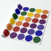 Rainbow Polka Dots on White gift wrap Cadeaupapier (Uitgerold)