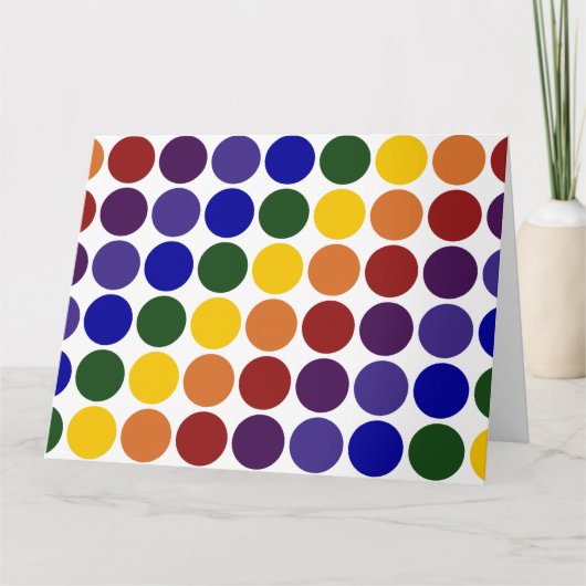 Rainbow Polka Dots on White Kaart (Voorkant)