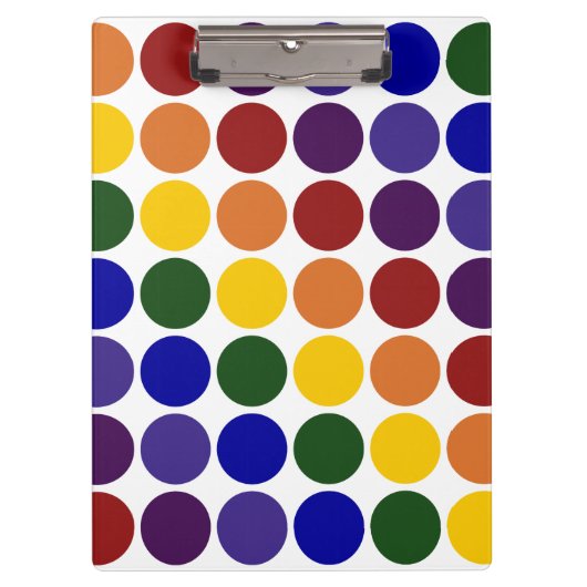 Rainbow Polka Dots on White Klembord (Voorkant)