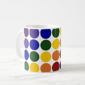 Rainbow Polka Dots on White Koffiemok (Voorkant links)