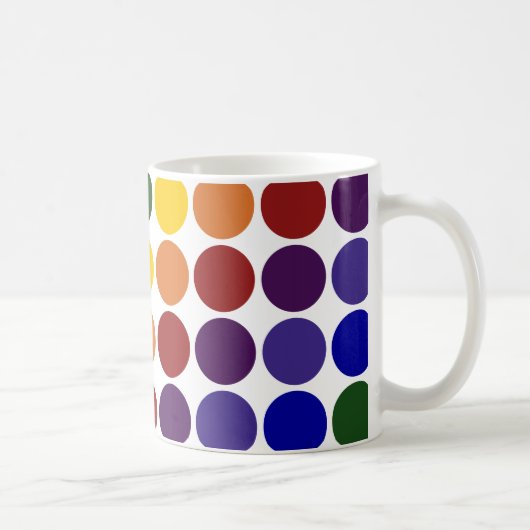 Rainbow Polka Dots on White Koffiemok (Rechts)