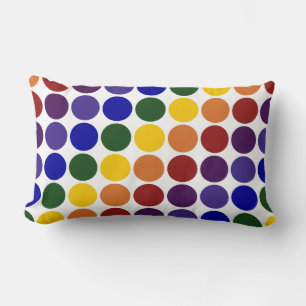 Rainbow Polka Dots on White Kussen