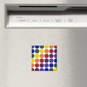 Rainbow Polka Dots on White Magneet (Insitu (Vaatwasser))
