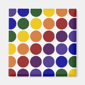 Rainbow Polka Dots on White Magneet (Voorkant)