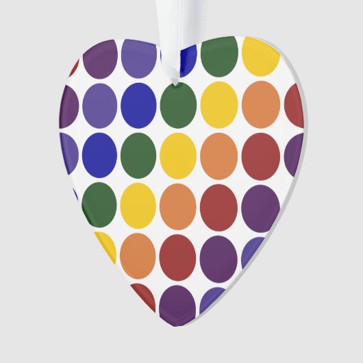 Rainbow Polka Dots on White Ornament (voorkant)