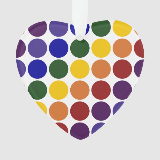Rainbow Polka Dots on White Ornament (voorkant)