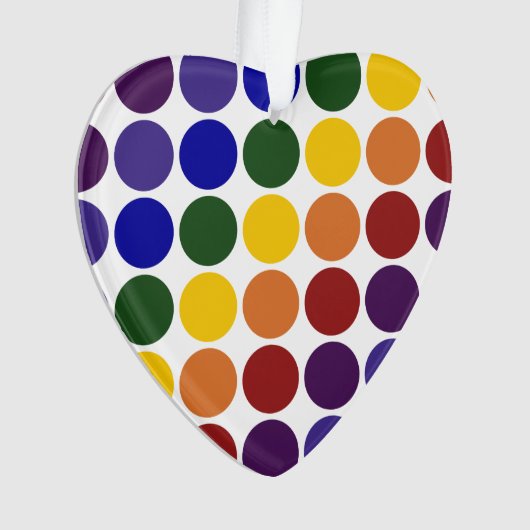 Rainbow Polka Dots on White Ornament (voorkant)