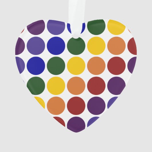 Rainbow Polka Dots on White Ornament (achterkant)