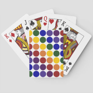 Rainbow Polka Dots on White Pokerkaarten