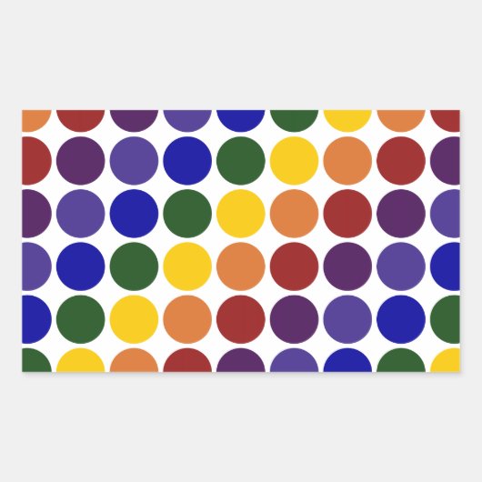 Rainbow Polka Dots on White Rechthoekige Sticker (Voorkant)
