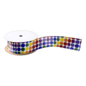 Rainbow Polka Dots on White Satijnen Lint (Spoel)