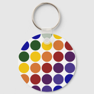 Rainbow Polka Dots on White Sleutelhanger