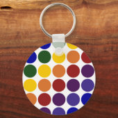 Rainbow Polka Dots on White Sleutelhanger (Voorkant)
