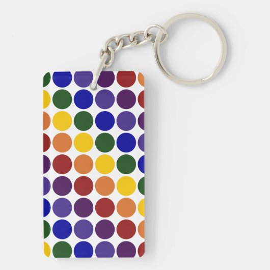 Rainbow Polka Dots on White Sleutelhanger (achterkant)