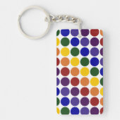 Rainbow Polka Dots on White Sleutelhanger (Voorkant)