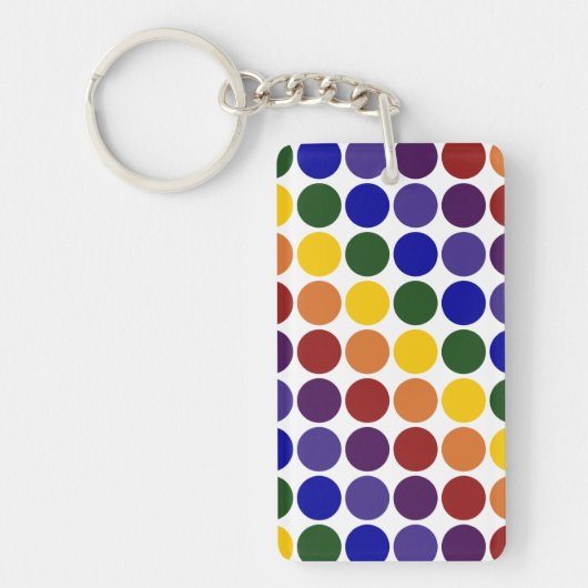 Rainbow Polka Dots on White Sleutelhanger (Voorkant)