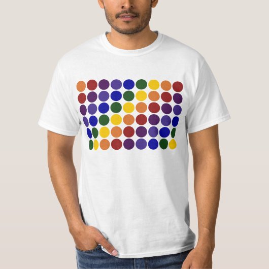 Rainbow Polka Dots on White T-shirt (Voorkant)