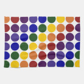 Rainbow Polka Dots on White Theedoek (Horizontaal)