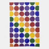 Rainbow Polka Dots on White Theedoek (Verticaal)