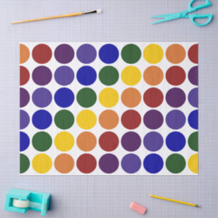 Rainbow Polka Dots on White Tissue Paper Tissuepapier