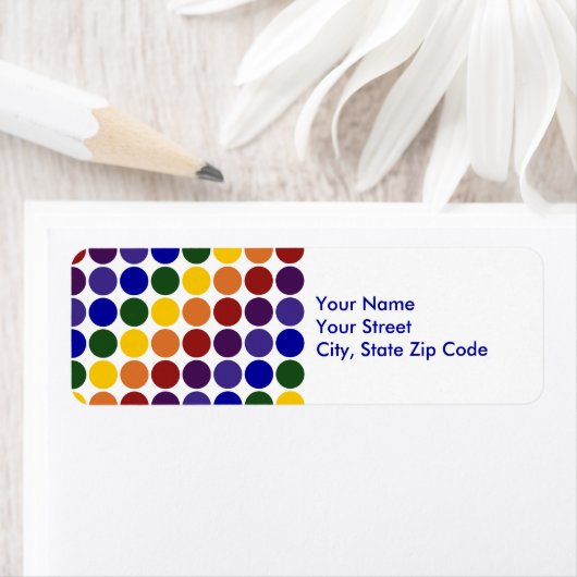 Rainbow Polka Dots op wit retouradres label (Insitu)