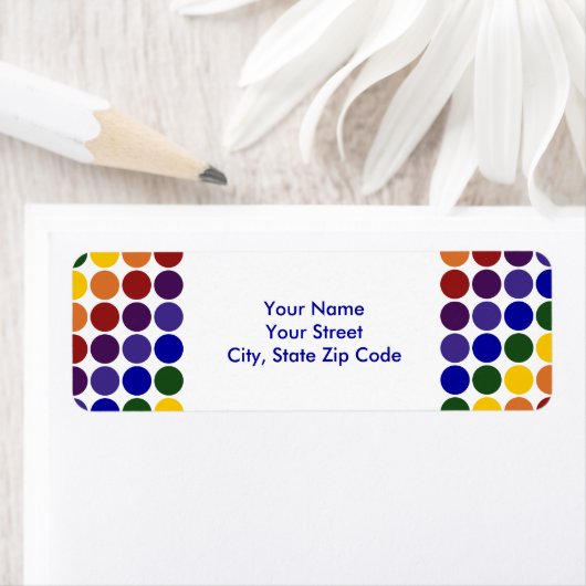Rainbow Polka Dots op wit retouradres label (Insitu)