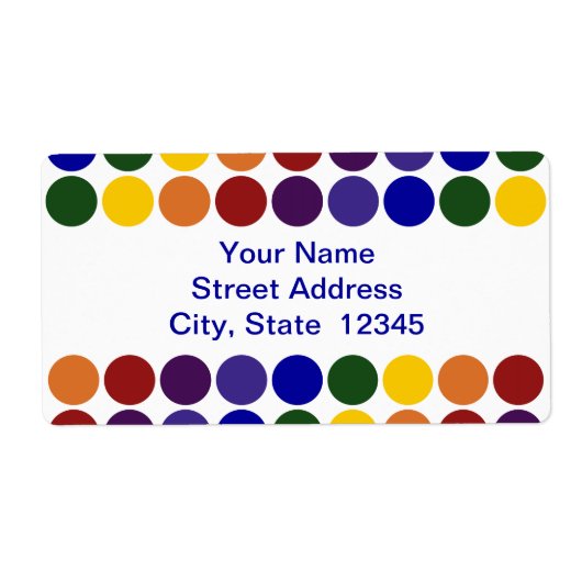 Rainbow Polka Dots op Wit verzendlabel (Voorkant)