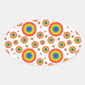 Rainbow Polka Dots Ovale Sticker (Voorkant)