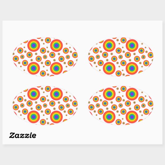 Rainbow Polka Dots Ovale Sticker (Vel)