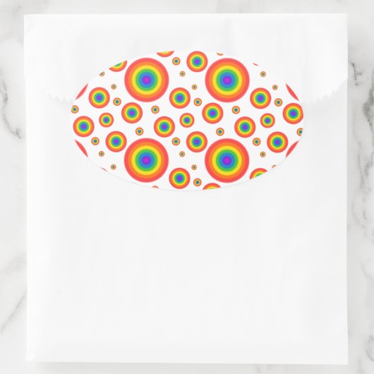 Rainbow Polka Dots Ovale Sticker (Tas)